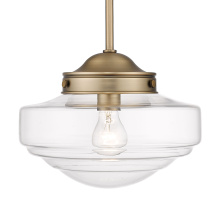 Golden 0508-M MBS-CLR - Golden Lighting Ingalls 1-light 12in Pendant in Modern Brass and Clear Glass